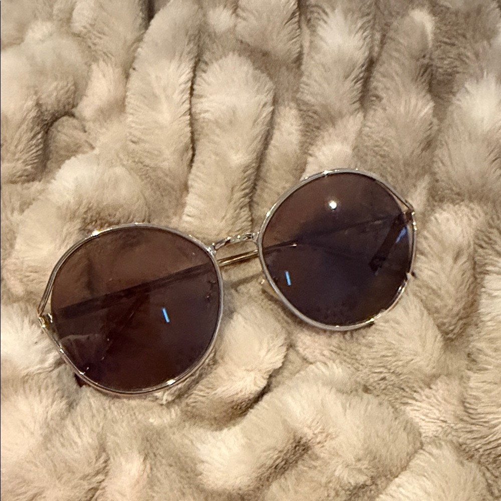 Toms Round Metal Frame Sunglasses in Gold with Brown Lenses